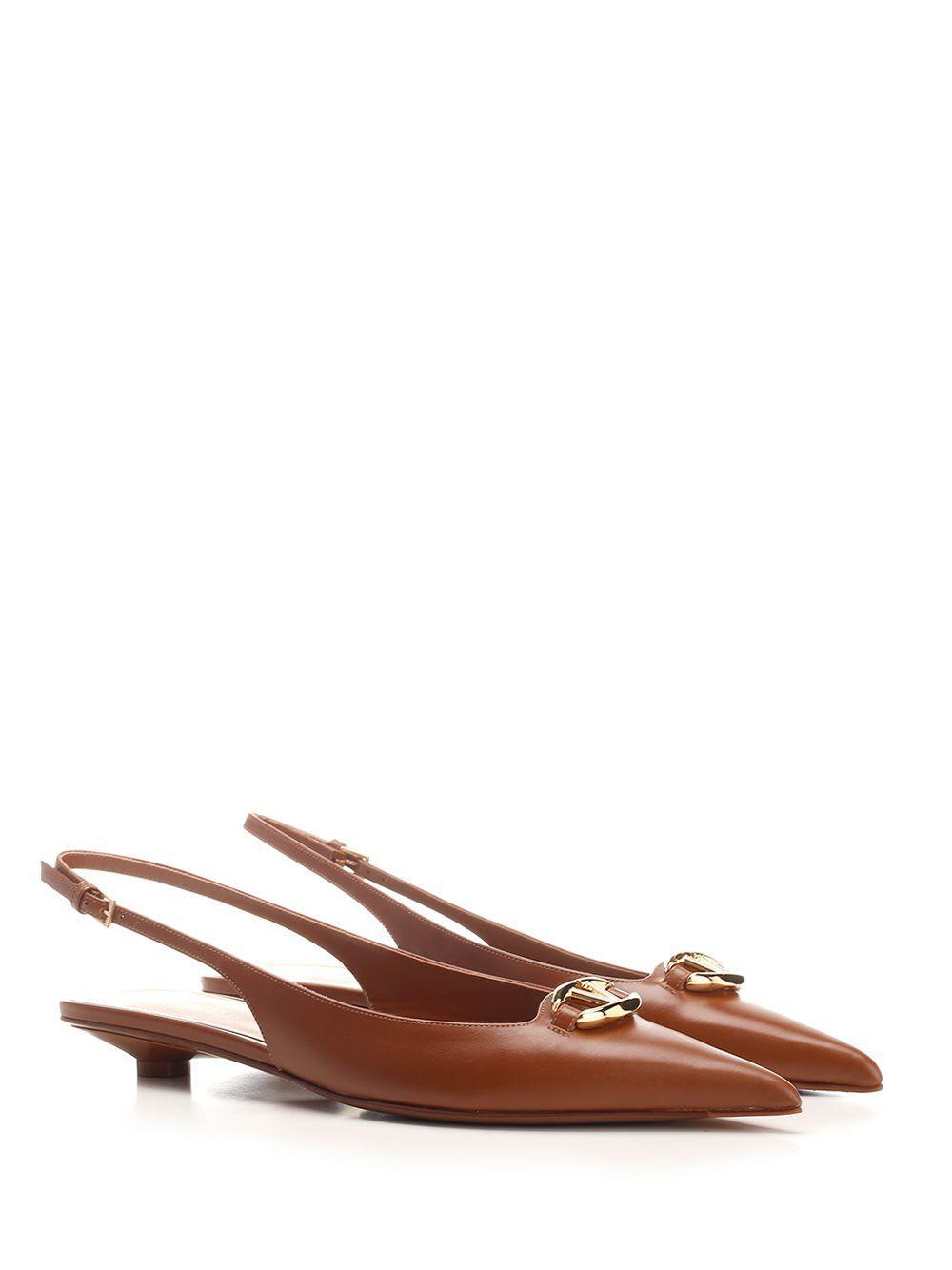 V Logo Moon Sling Back In Brown Product Image