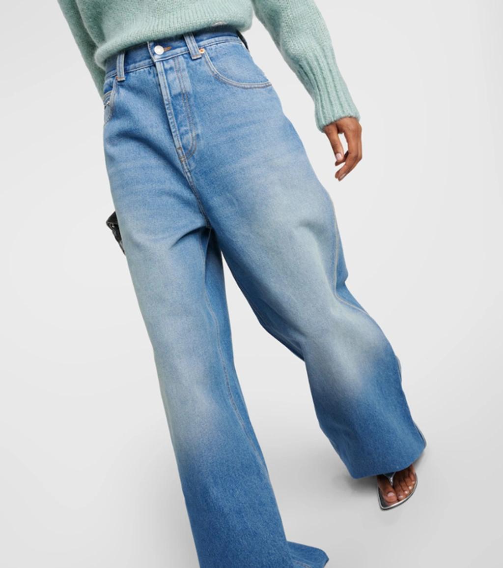 Wide Leg Horsebit Jeans In Blue Product Image