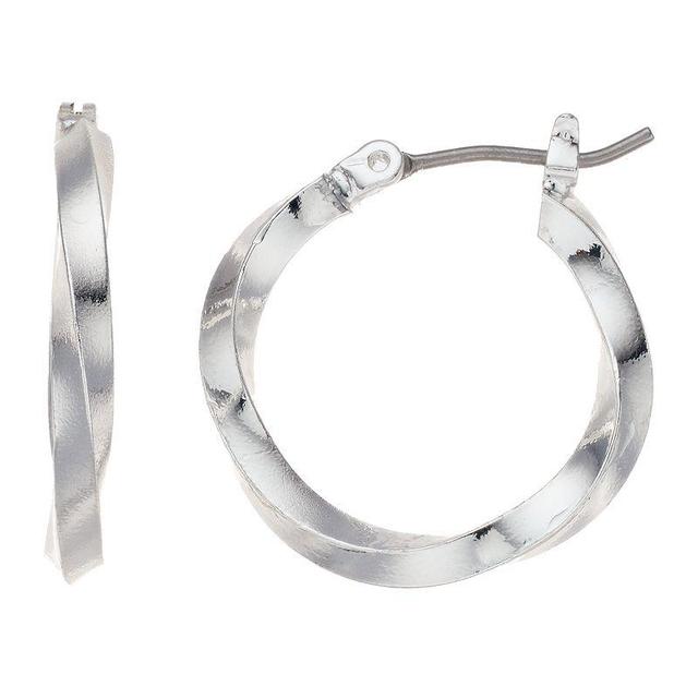 Napier Silver Tone Crisscross Hoop Earrings, Womens Product Image