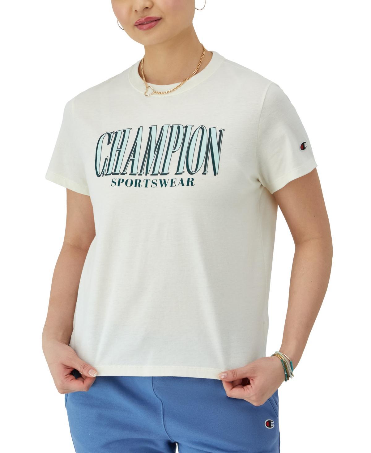 Champion Womens Classic Cotton Crewneck Logo Short-Sleeve T-Shirt Product Image