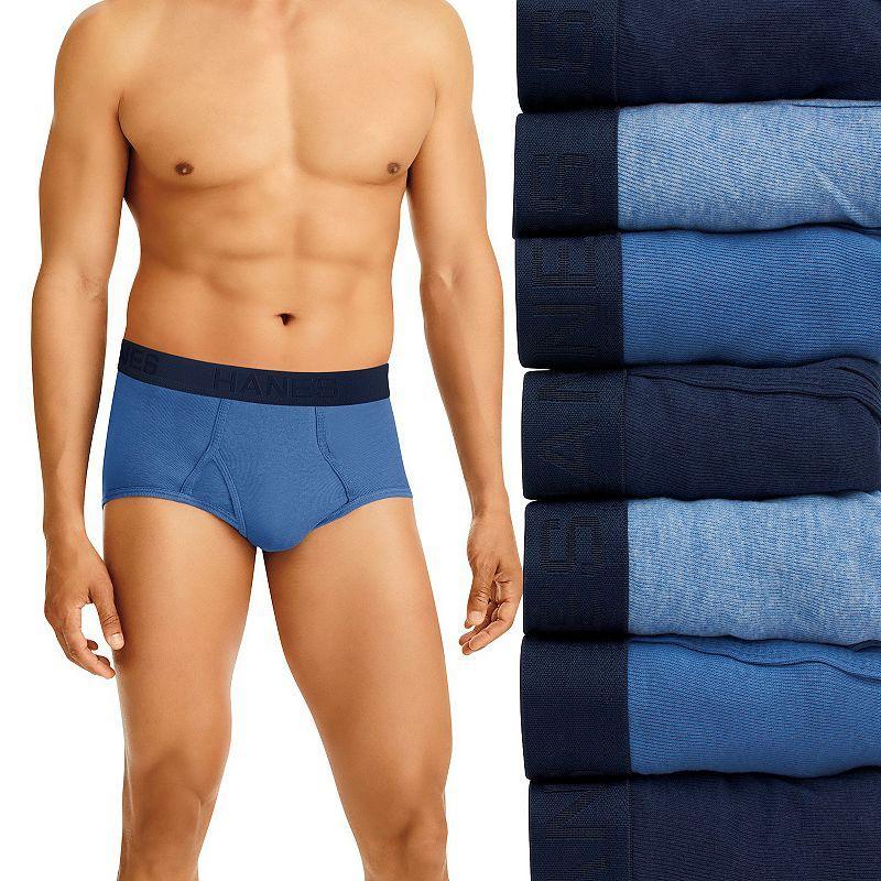 Hanes Ultimate Mens Brief Underwear Pack, Full-Rise, Moisture-Wicking Cotton, Blue Assorted/White, 7-Pack XL Product Image