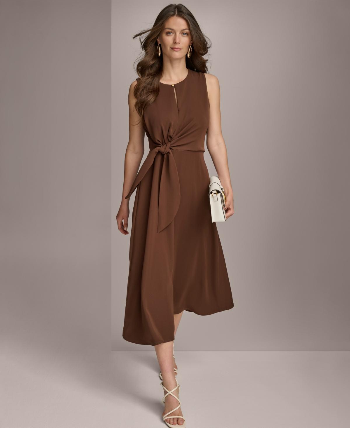 Women's Tie-Waist Keyhole Midi Dress Product Image