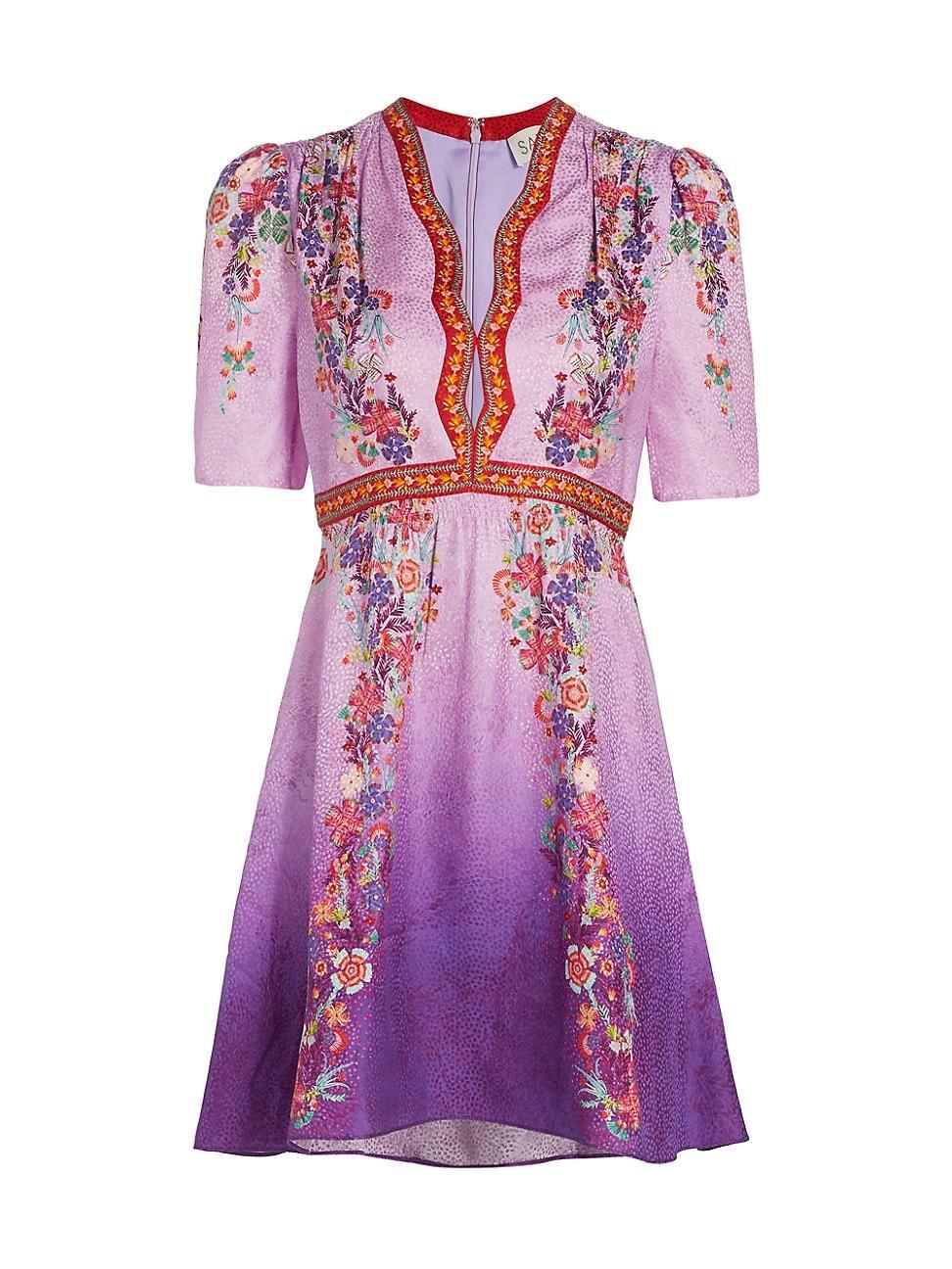 Womens Tabitha Floral Silk Minidress Product Image