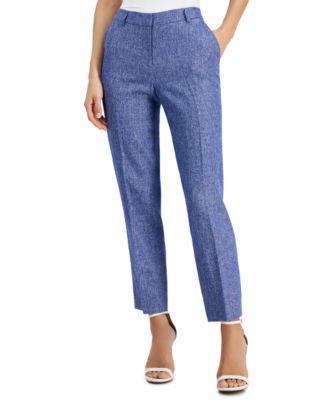 Anne Klein Womens Linen-Blend Straight Ankle Pants product image