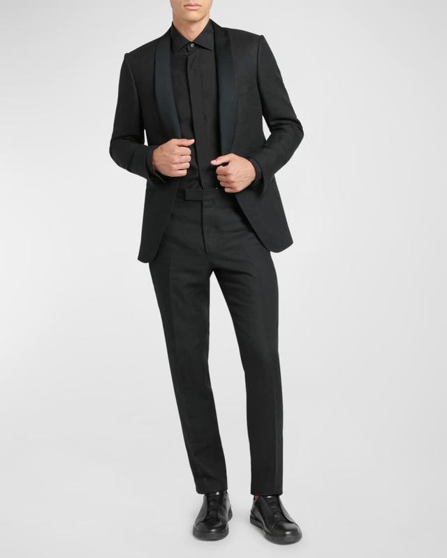 Mens Shawl-Collar Linen Tuxedo Product Image