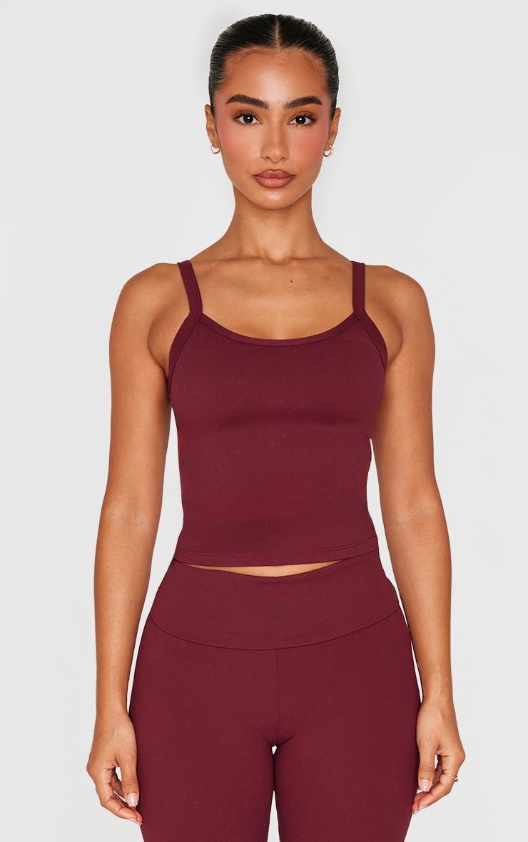 Petite Burgundy Snatched Sculpt Cami Strap Crop Top product image