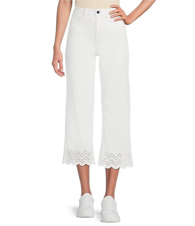 JEN7 by 7 for All Mankind High Rise Wide Leg Cropped Eyelet Hem Stretch Denim Jeans Product Image