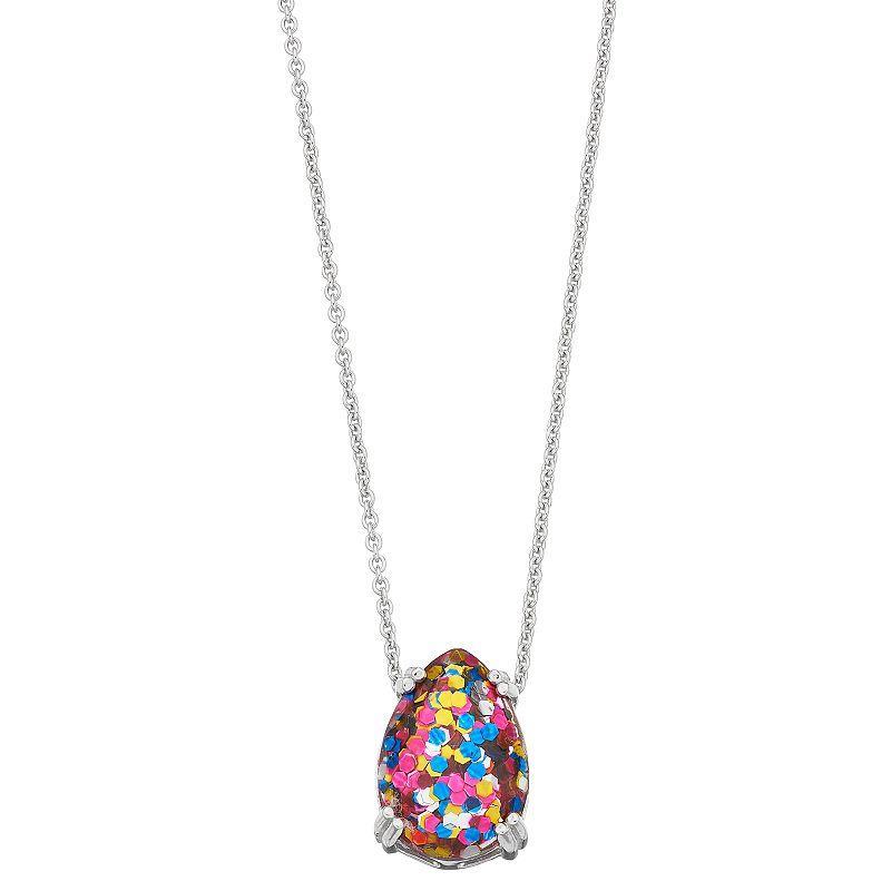 Aleure Precioso Glitter Pear Pendant Necklace, Womens Multicolor Product Image