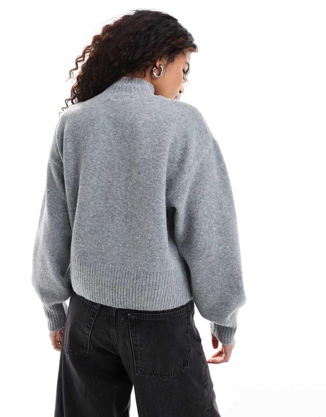 Monki knitted turtleneck sweater in gray melange Product Image