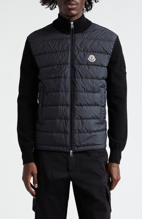 Moncler Quilted Down Mixed Media Cardigan Product Image