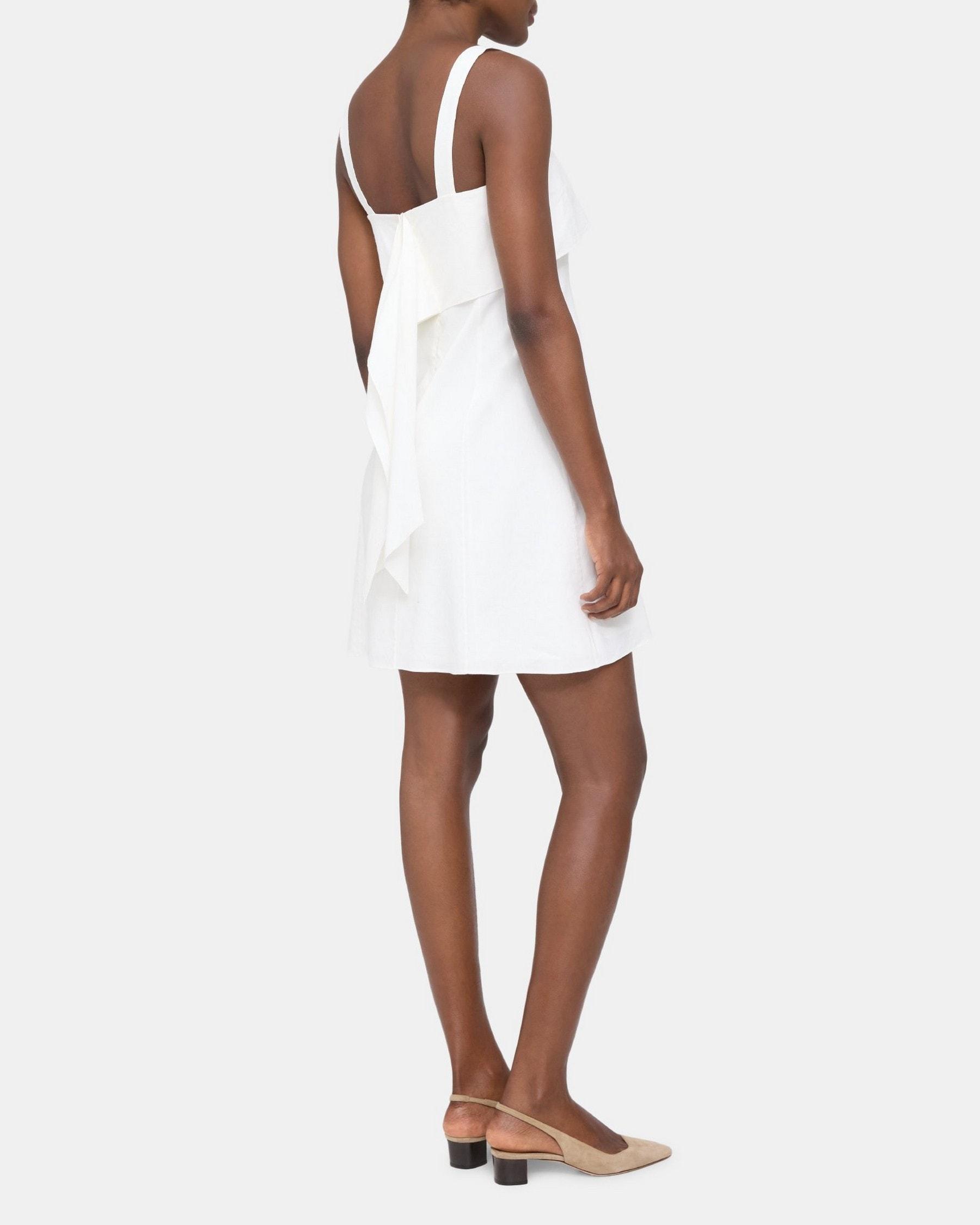 Draped Back Dress in Linen-Blend Product Image