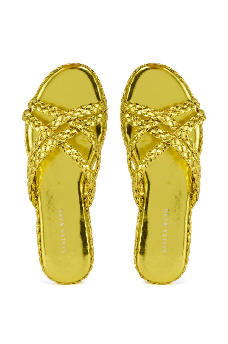 AZALEA WANG AMMON YELLOW METALLIC BRAIDED SANDAL Product Image