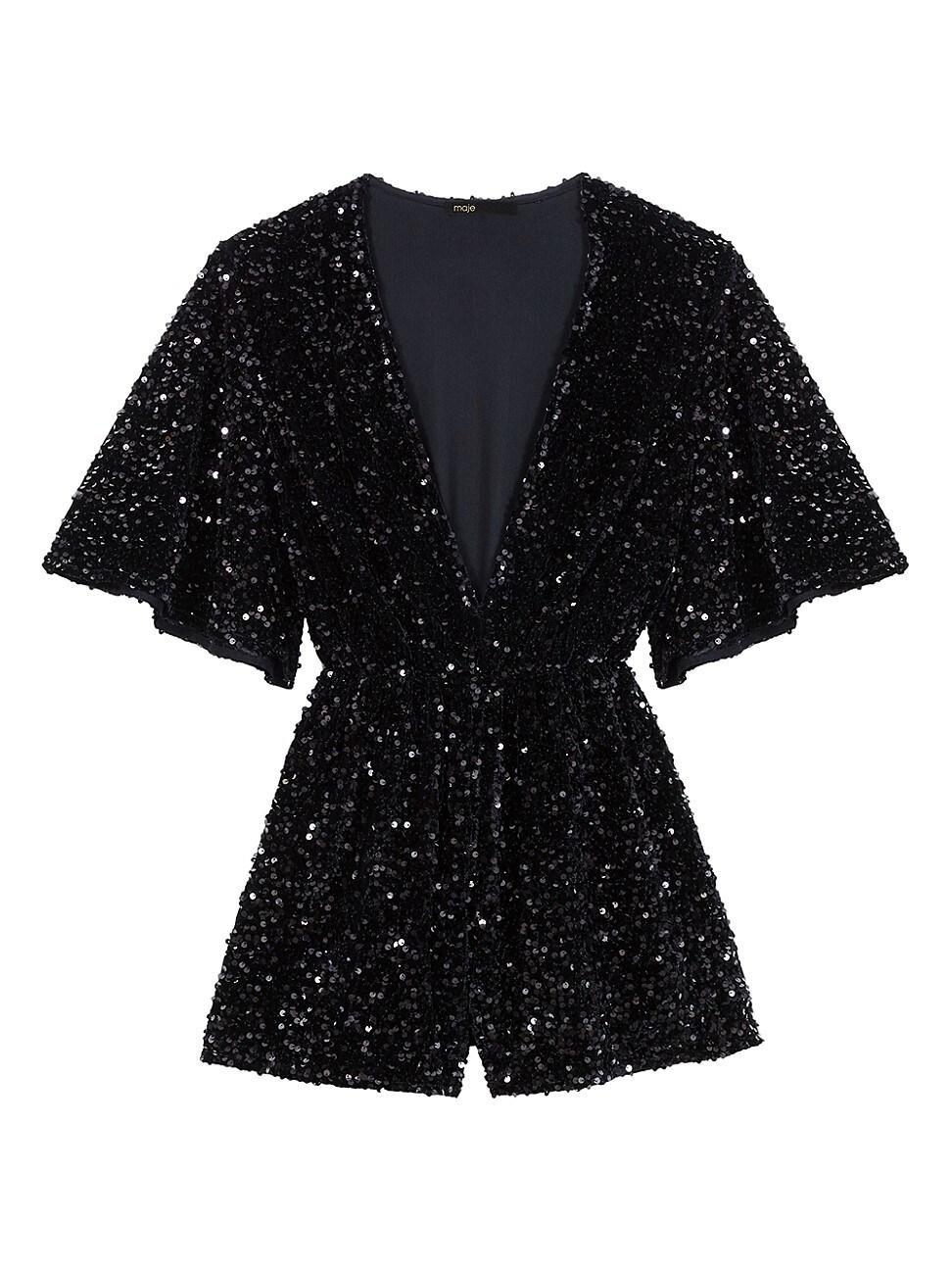 Womens Sequined Velvet Playsuit Product Image