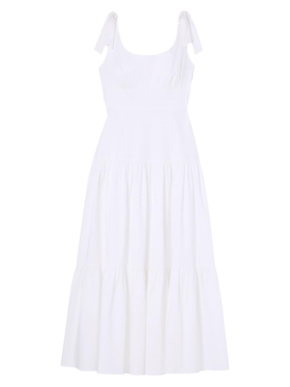 Womens Newport Cotton Poplin Tiered Midi-Dress Product Image