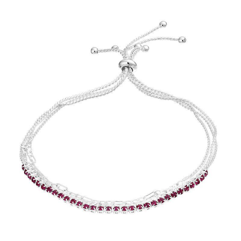 City Luxe Crystal Simulated Birthstone Multi-Strand Adjustable Chain Bracelet, Womens, Silver Tone January Product Image