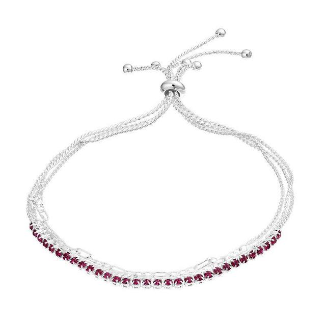 City Luxe Crystal Simulated Birthstone Multi-Strand Adjustable Chain Bracelet, Womens, Silver Tone January Product Image