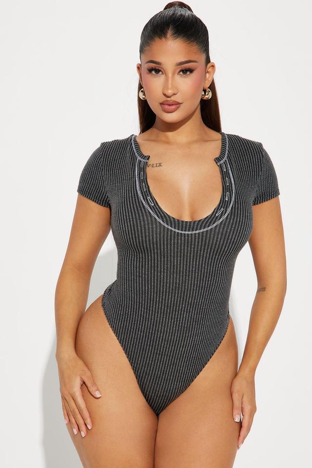 Keaton Short Sleeve Bodysuit - Charcoal Product Image