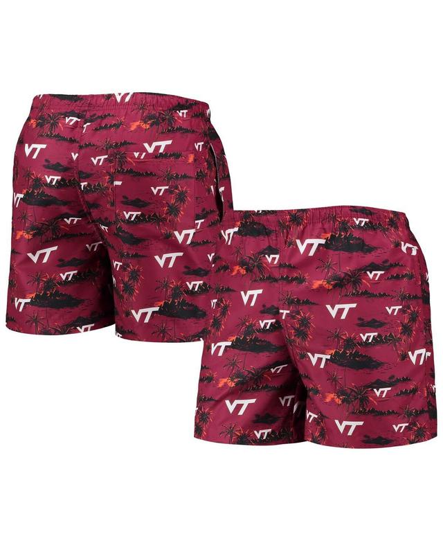 Mens FOCO Maroon Virginia Tech Hokies Island Palm Swim Trunks Product Image