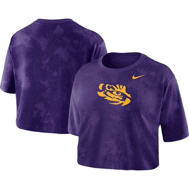 Womens Nike LSU Tigers Tie-Dye Cropped T-Shirt Product Image