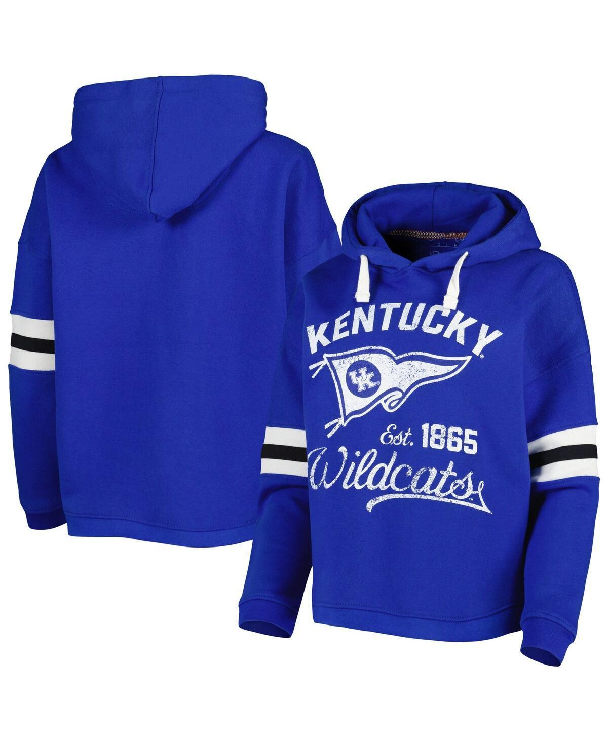 Womens Pressbox Royal Kentucky Wildcats Super Pennant Pullover Hoodie Product Image