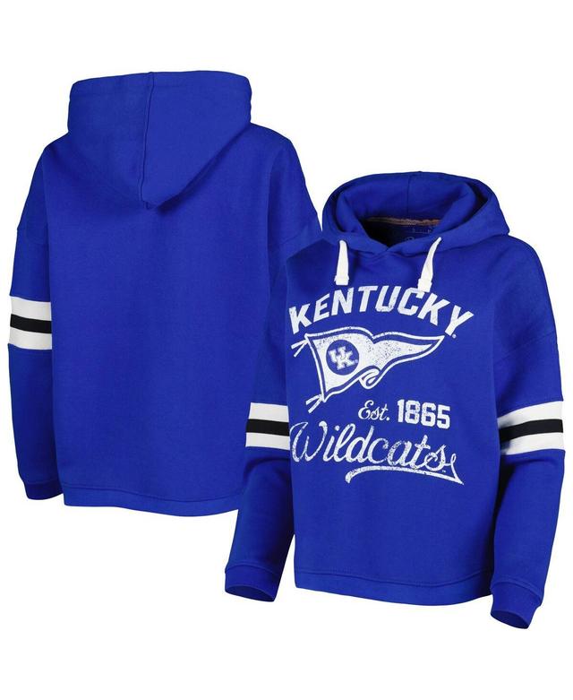 Womens Pressbox Royal Distressed Kentucky Wildcats Super Pennant Pullover Hoodie Product Image