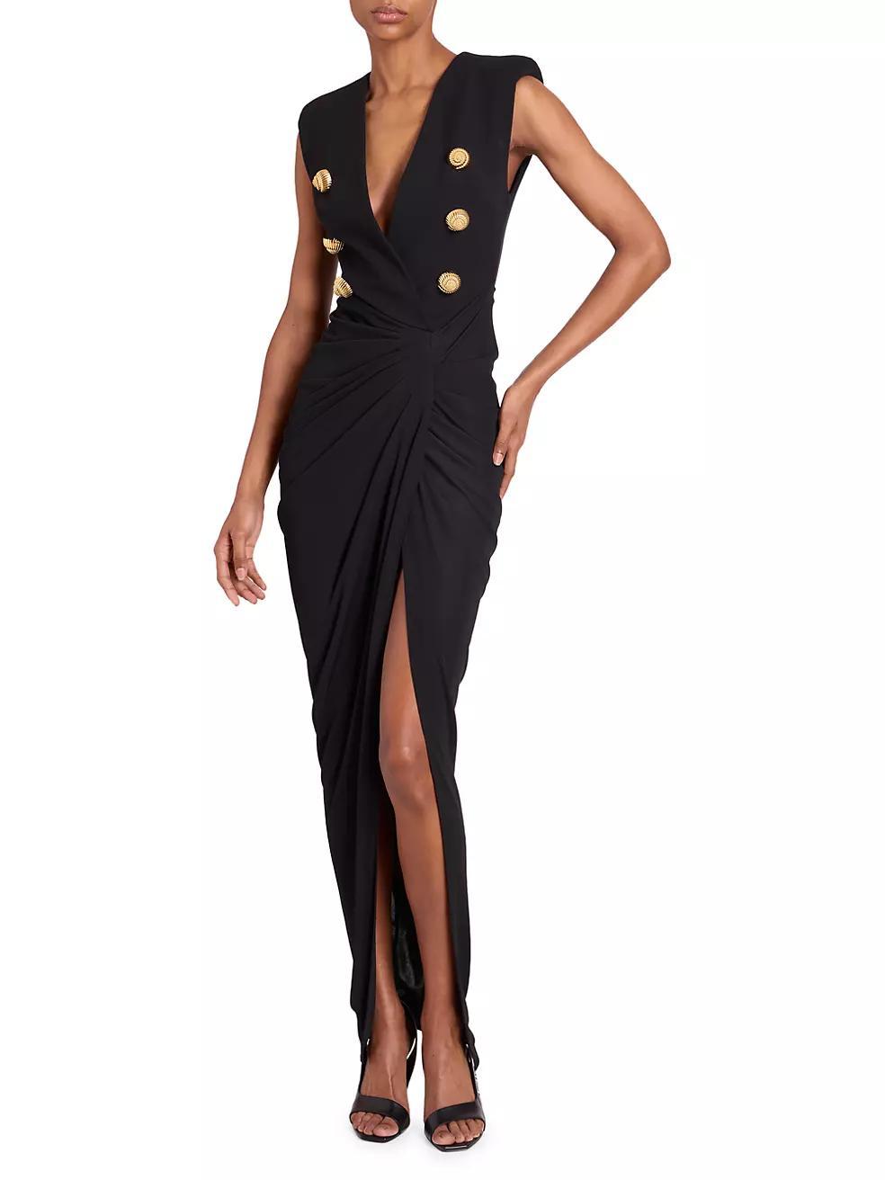 Faux-Button Draped Maxi Dress Product Image