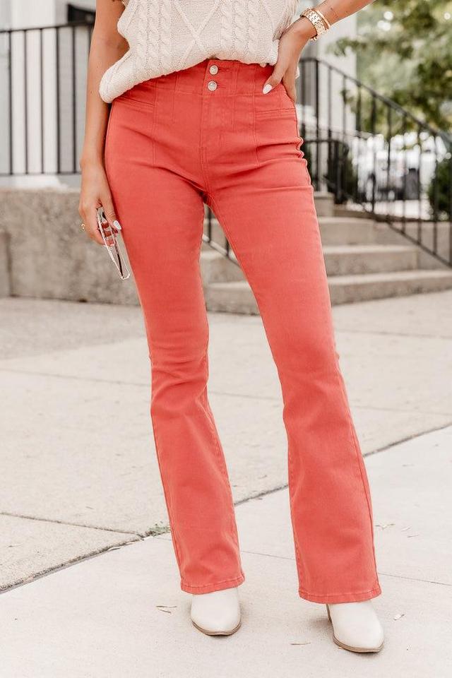 Can't You See Burnt Orange High Waist Flare Jeans FINAL SALE Product Image