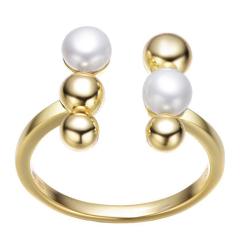 14k Gold Over Silver Freshwater Cultured Pearl Modern Ring, Womens Yellow Product Image