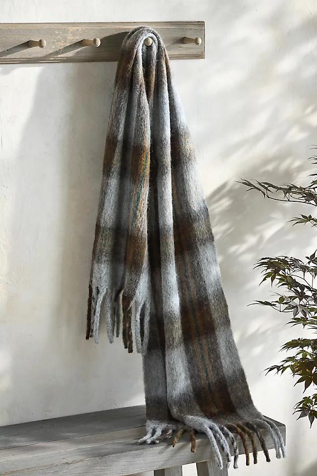 Plaid Blanket Scarf, Grey Product Image