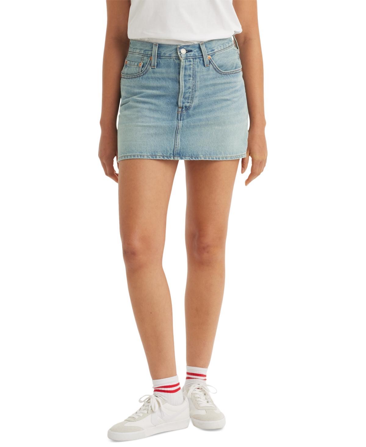 Womens Levis A-Line Button Front Mini Skirt Med Blue Product Image