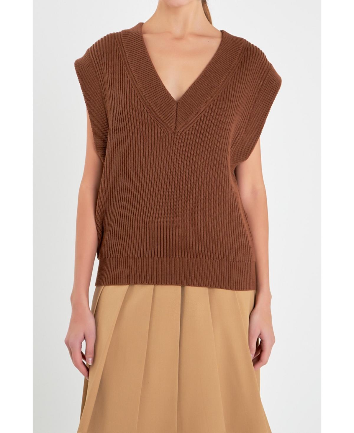 Womens V-neck Knit Sweater Vest Product Image