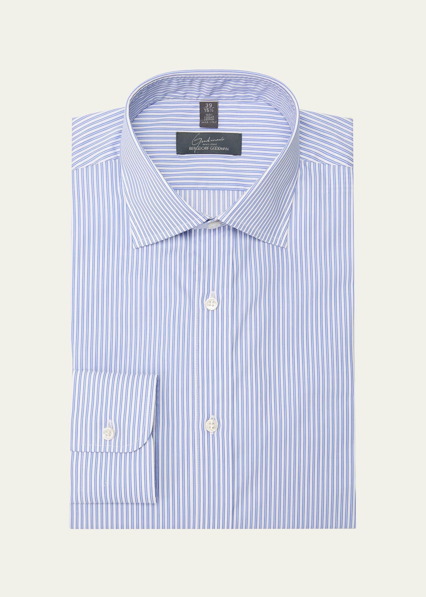 Mens Cotton Multi-Stripe Dress Shirt Product Image