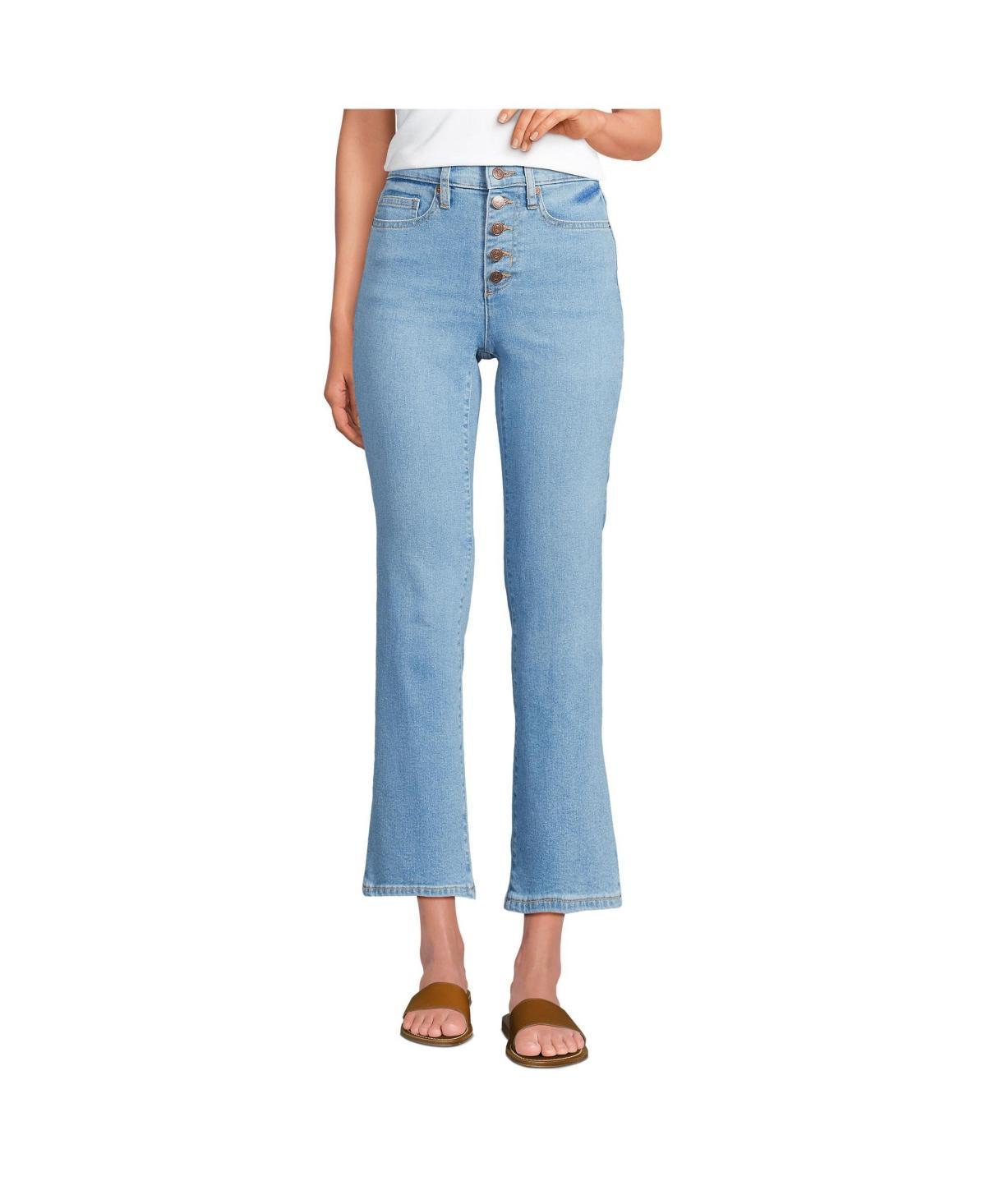 Petite Lands End Recover High-Rise Kick Flare Crop Jeans, Womens Blue Tide Blue Product Image