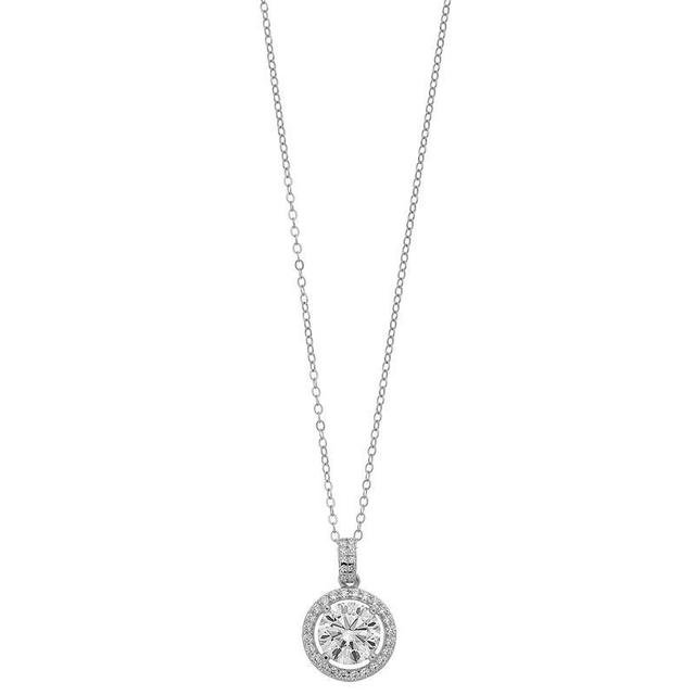 Stella Valentino Sterling Silver 2 Carat T.W. Lab-Created Moissanite Halo Cluster Pendant Necklace, Womens Product Image