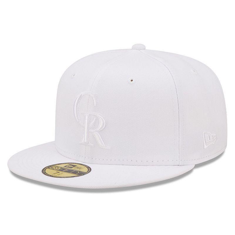 Mens New Era Colorado Rockies White 59FIFTY Fitted Hat Product Image