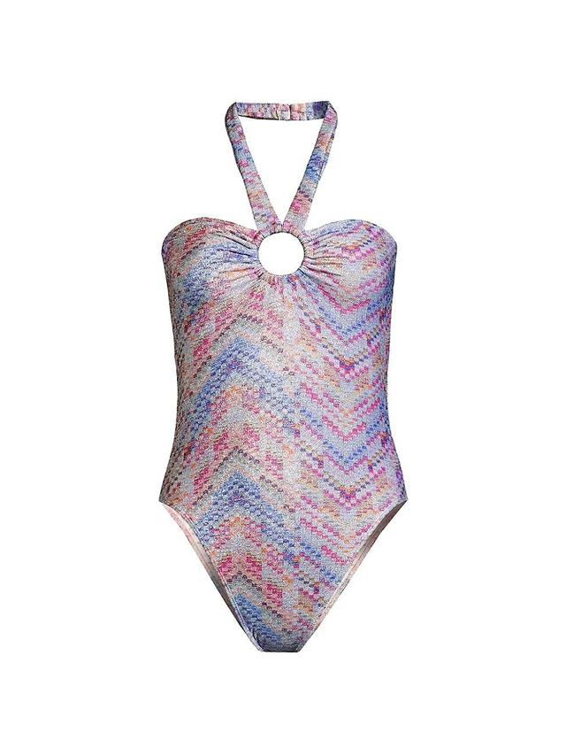 Womens Sidney Abstract Halter One-Piece Swimsuit Product Image