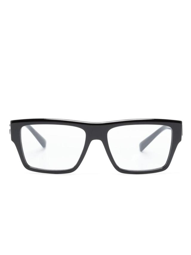 Logo-plaque Square-frame Glasses In Black Product Image