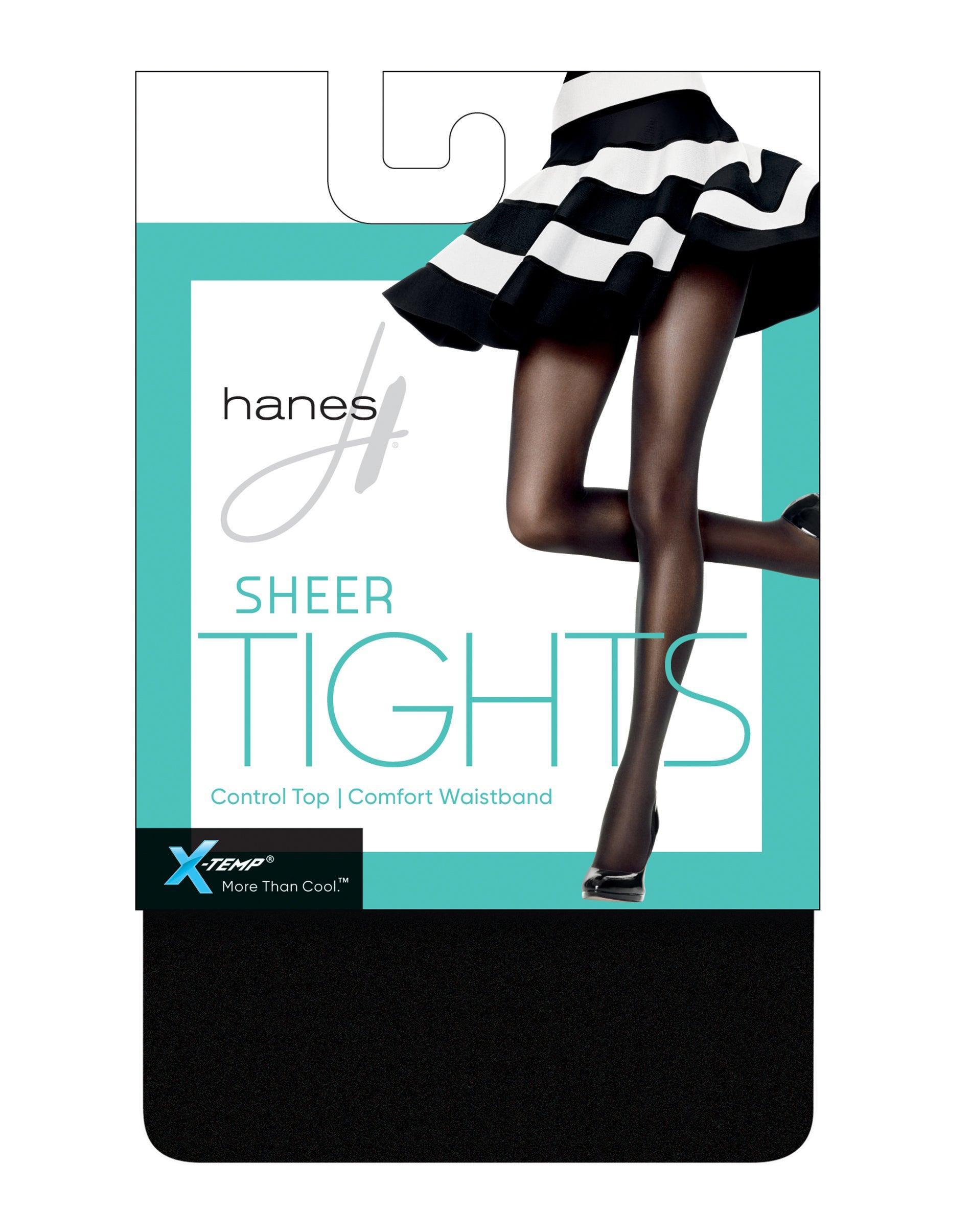 Hanes X-Temp Womens Sheer Tights with Control Top Black TL Product Image