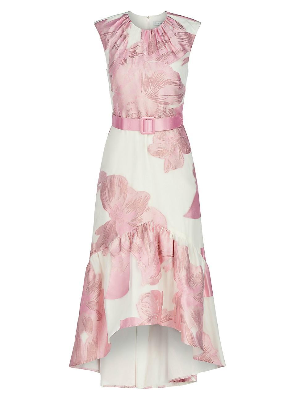 Kay Unger Beatrix Belted Floral High-Low Cocktail Dress Product Image