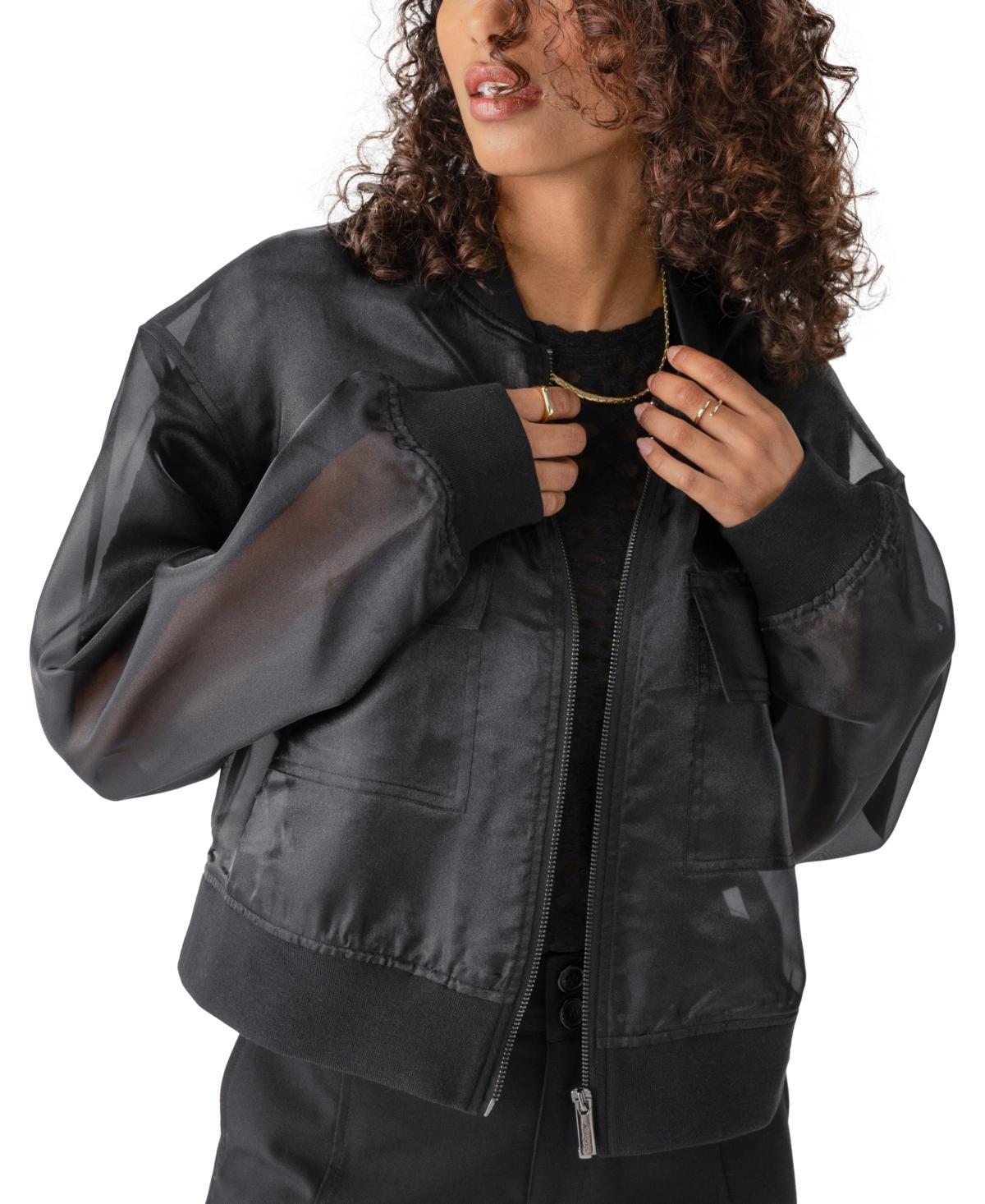 Sanctuary Womens Skyline Organza Faux-Leather Bomber Jacket product image