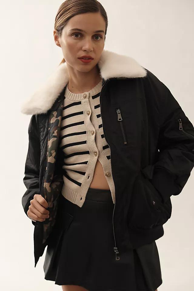 NVLT Faux-Fur Collared Bomber Jacket Product Image