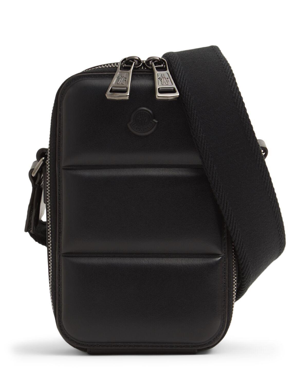 MONCLER Vertical Leather Crossbody Bag In Black Product Image