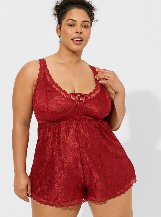 All Over Lace Deep V Romper Product Image