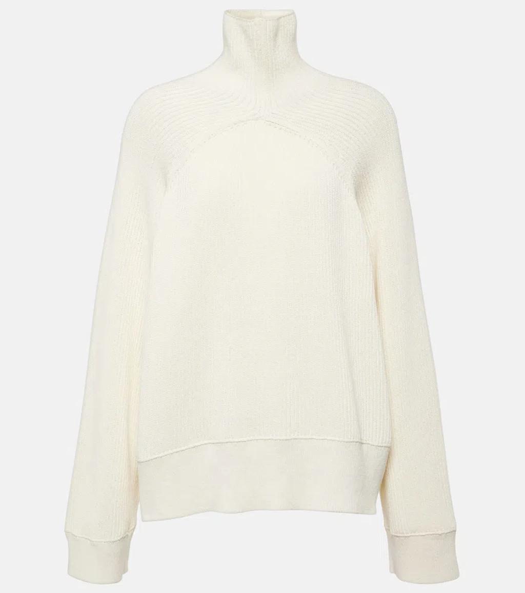 TOTÊME Cotton-blend Turtleneck Sweater In White product image