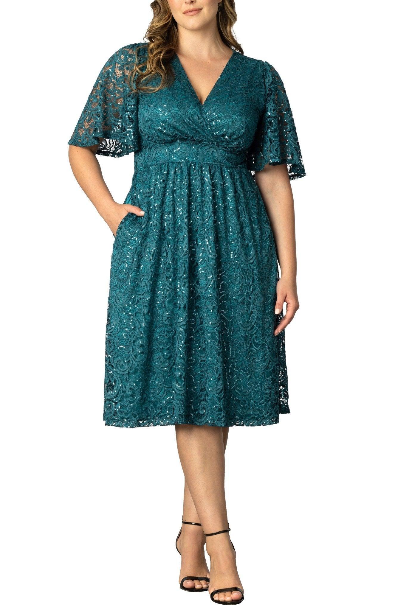 Starry Sequined Lace Cocktail Dress - Plus Product Image