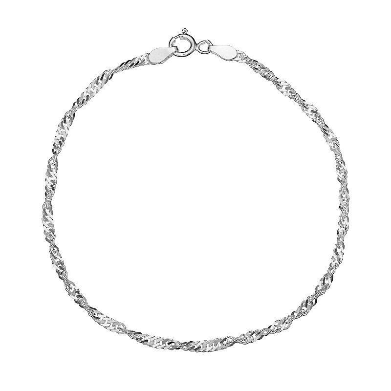 PRIMROSE Sterling Silver Rope Chain Bracelet, Womens Grey Product Image