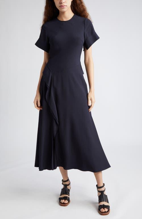 Cassia Ruffled Short-Sleeve Midi Crepe Dress Product Image