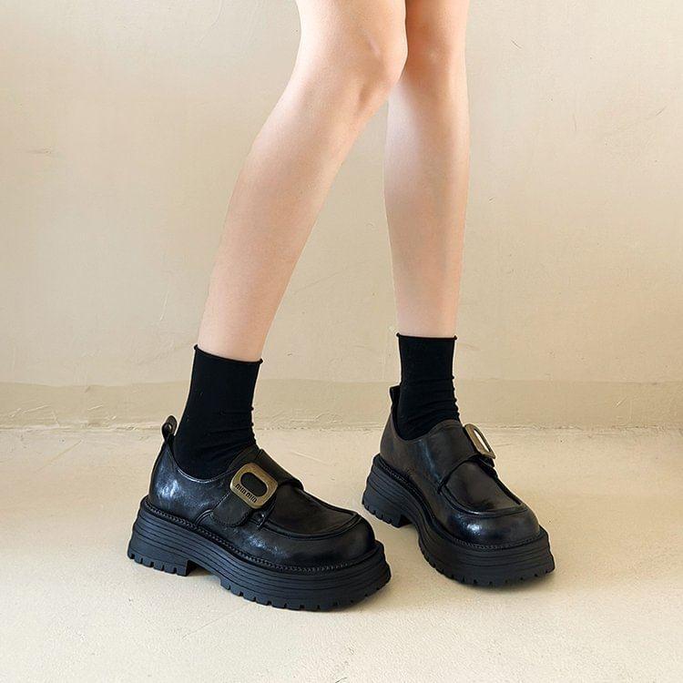 Faux Leather Platform Loafers Product Image