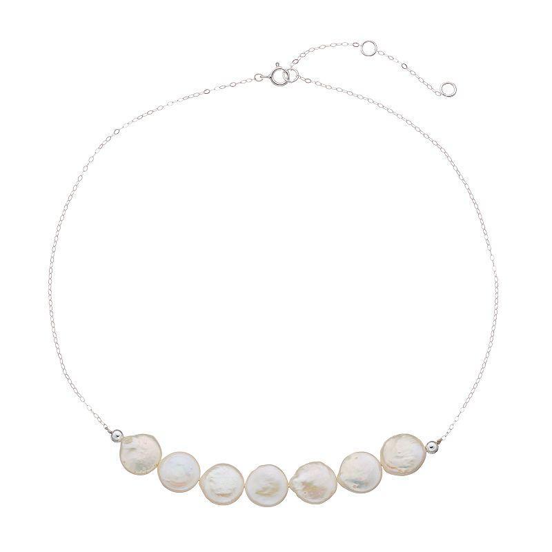 Aleure Precioso Sterling Silver Cultured Freshwater Pearl Frontal Necklace, Womens White Product Image