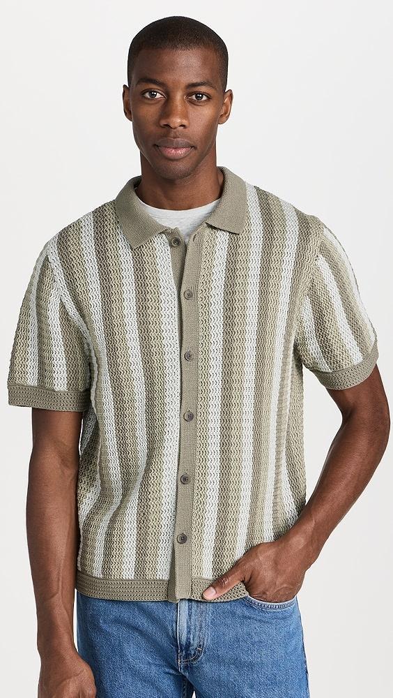 Vince Crochet Stripe Button Down Shirt | Shopbop Product Image